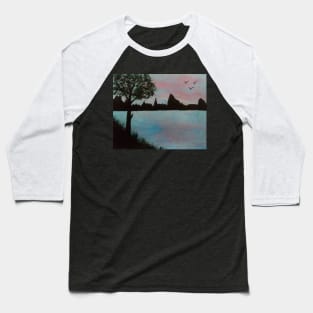 Sunset lake at the mountain bluffs; Baseball T-Shirt